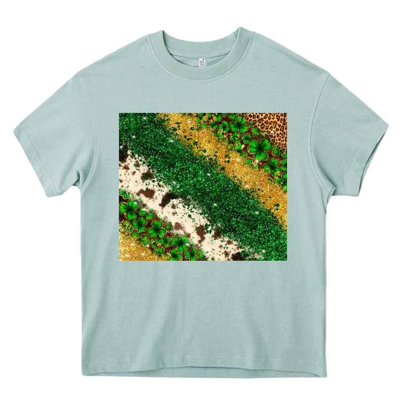 St. Patrick's Day Leopard Cowhide Glitter Tumbler Heavy Core Tee by Neo Western | Teevron
