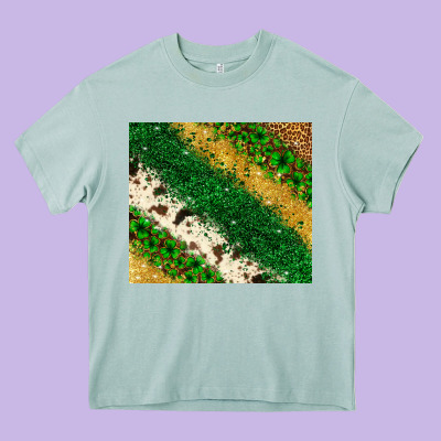 St. Patrick's Day Leopard Cowhide Glitter Tumbler Heavy Core Tee Designed By Neo Western