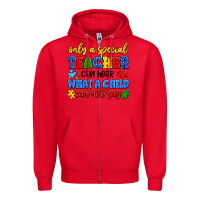 Red only a special teacher can hear what a child can n Zipper Hoodie - Artiststas