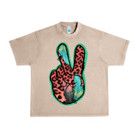 French Oak Feather Pink Leopard Peace Sign Urban Heavy Tee - Jasminsmagicworld