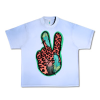 Grape Ice Feather Pink Leopard Peace Sign Urban Heavy Tee - Jasminsmagicworld