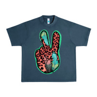 Midnight Navy Feather Pink Leopard Peace Sign Urban Heavy Tee - Jasminsmagicworld