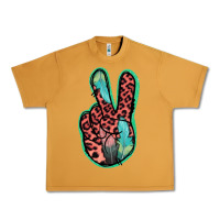Peanut Butter Feather Pink Leopard Peace Sign Urban Heavy Tee - Jasminsmagicworld