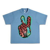 Pebble Blue Feather Pink Leopard Peace Sign Urban Heavy Tee - Jasminsmagicworld