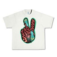 Pistachio Feather Pink Leopard Peace Sign Urban Heavy Tee - Jasminsmagicworld
