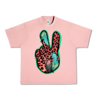 Salmon Feather Pink Leopard Peace Sign Urban Heavy Tee - Jasminsmagicworld