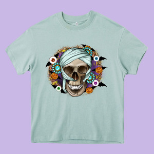 Halloween Skeleton Heavy Core Tee Designed By Cowhidedigitalart