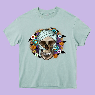 Halloween Skeleton Heavy Core Tee Designed By Cowhidedigitalart
