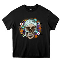 Black Halloween Skeleton Heavy Core Tee - CowhideDigitalArt