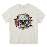 Cream Halloween Skeleton Heavy Core Tee - CowhideDigitalArt