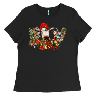Black christmas joy cow Ladies Tee - CowhideDigitalArt
