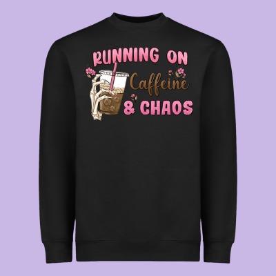 Running On Caffeine & Chaos Heavyweight Sweatshirt Designed By Maliassmallbusiness