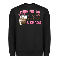 Black running on caffeine & chaos Heavyweight Sweatshirt - MaliasSmallBusiness