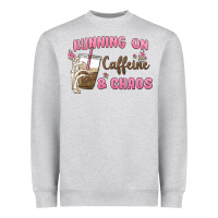 Heather Grey running on caffeine & chaos Heavyweight Sweatshirt - MaliasSmallBusiness