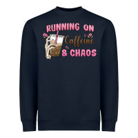Navy running on caffeine & chaos Heavyweight Sweatshirt - MaliasSmallBusiness