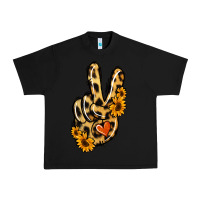 Black Leopard Sunflower Peace Sign Urban Heavy Tee - Jasminsmagicworld