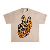 French Oak Leopard Sunflower Peace Sign Urban Heavy Tee - Jasminsmagicworld