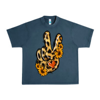 Midnight Navy Leopard Sunflower Peace Sign Urban Heavy Tee - Jasminsmagicworld