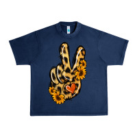 Navy Leopard Sunflower Peace Sign Urban Heavy Tee - Jasminsmagicworld