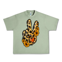 Oil Green Leopard Sunflower Peace Sign Urban Heavy Tee - Jasminsmagicworld