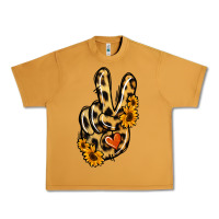Peanut Butter Leopard Sunflower Peace Sign Urban Heavy Tee - Jasminsmagicworld