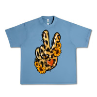 Pebble Blue Leopard Sunflower Peace Sign Urban Heavy Tee - Jasminsmagicworld