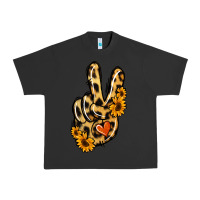 Pigment Black Leopard Sunflower Peace Sign Urban Heavy Tee - Jasminsmagicworld