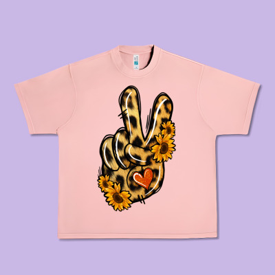 Leopard Sunflower Peace Sign Urban Heavy Tee Designed By Jasminsmagicworld