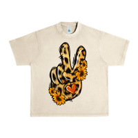 Sandshell Leopard Sunflower Peace Sign Urban Heavy Tee - Jasminsmagicworld