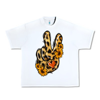 White Leopard Sunflower Peace Sign Urban Heavy Tee - Jasminsmagicworld