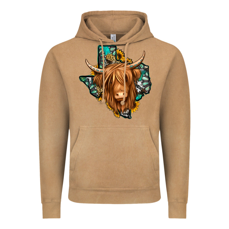 Texas Map Long Haired Shaggy Cow Vintage Hoodie by Jasminsmagicworld | Teevron