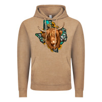 Vintage Coffee Texas map long haired shaggy cow Vintage Hoodie - Jasminsmagicworld