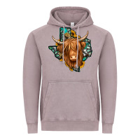 Vintage Zinc Texas map long haired shaggy cow Vintage Hoodie - Jasminsmagicworld