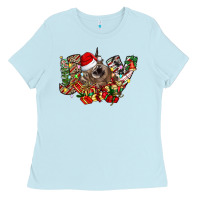 Baby Blue christmas joy highland cow Ladies Tee - CowhideDigitalArt