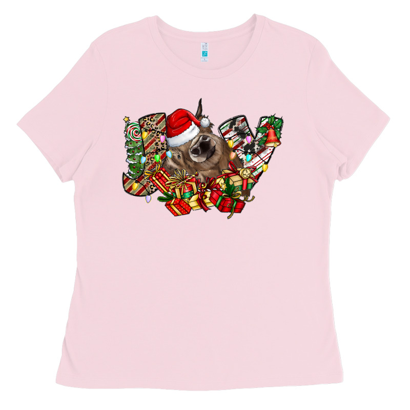 Christmas Joy Highland Cow Ladies Tee by CowhideDigitalArt | Teevron