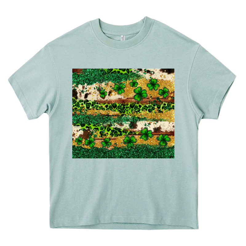 St. Patrick's Day Leopard Cowhide Shamrock Tumbler Heavy Core Tee by Neo Western | Teevron