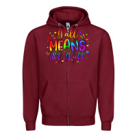 Burgundy y all means all y all Zipper Hoodie - Artiststas
