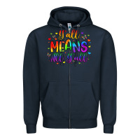 Navy y all means all y all Zipper Hoodie - Artiststas