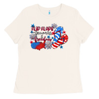 Bone Flip flops fireworks & freedom 4th of july Ladies Tee - CowGirlArtShop