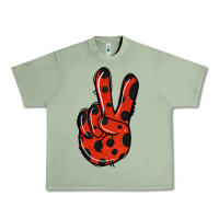 Oil Green Ladybug Peace Sign Urban Heavy Tee - Jasminsmagicworld