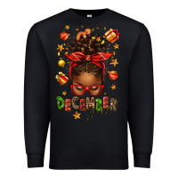 Black december girl christmas afro messy bun Premium Sweatshirt - texasbilliewilder