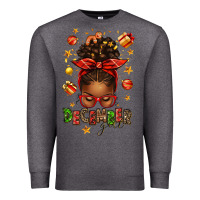 Charcoal Heather december girl christmas afro messy bun Premium Sweatshirt - texasbilliewilder
