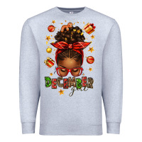 Heather Grey december girl christmas afro messy bun Premium Sweatshirt - texasbilliewilder
