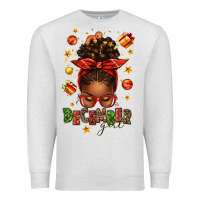 Oatmeal Heather december girl christmas afro messy bun Premium Sweatshirt - texasbilliewilder