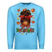 Ocean Blue december girl christmas afro messy bun Premium Sweatshirt - texasbilliewilder