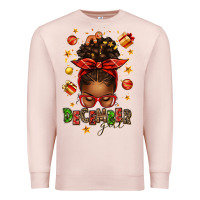Pale Pink december girl christmas afro messy bun Premium Sweatshirt - texasbilliewilder