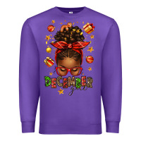 Purple december girl christmas afro messy bun Premium Sweatshirt - texasbilliewilder