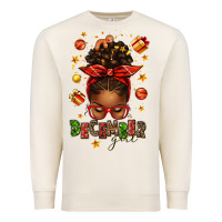 Sandshell december girl christmas afro messy bun Premium Sweatshirt - texasbilliewilder