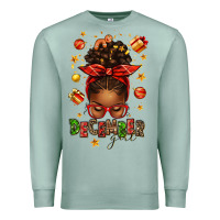 Seafoam december girl christmas afro messy bun Premium Sweatshirt - texasbilliewilder
