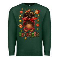 Sports Green december girl christmas afro messy bun Premium Sweatshirt - texasbilliewilder
